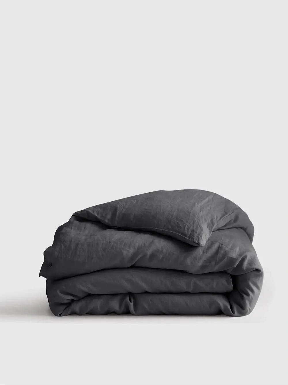 New Quince European Linen Duvet Cover Full/Queen Charcoal MSRP $164 Tiny Defect